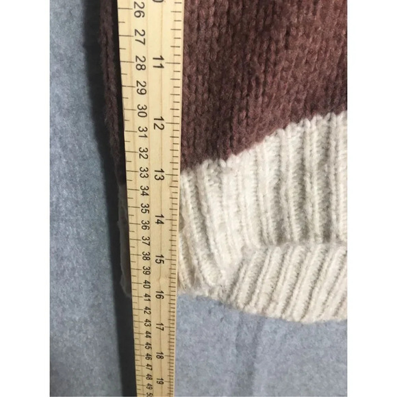 Womens Aerie Wool Blend Sweater Fair Isle Grandma Grandpa Thick Minimalist Earth - Picture 4 of 7